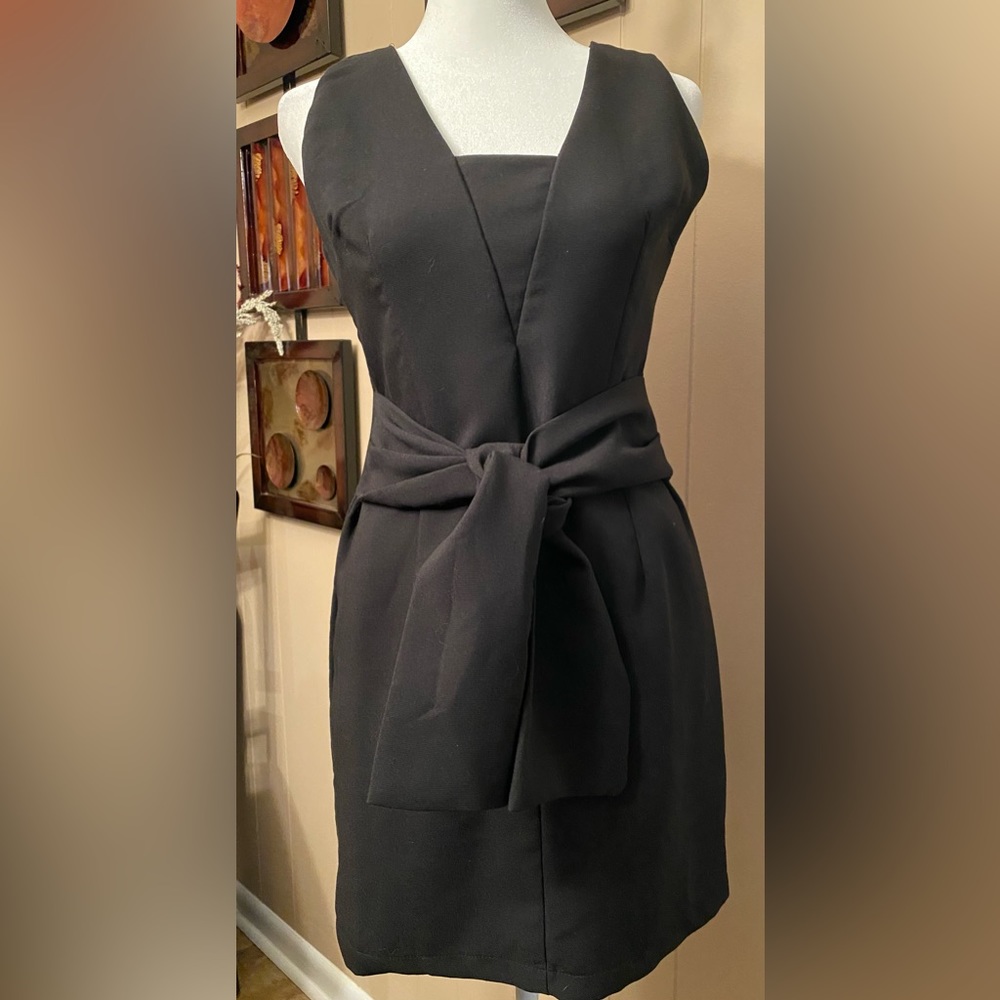 Do+Be black mini/midi dress; front tie; black; small; worn once; no flaws